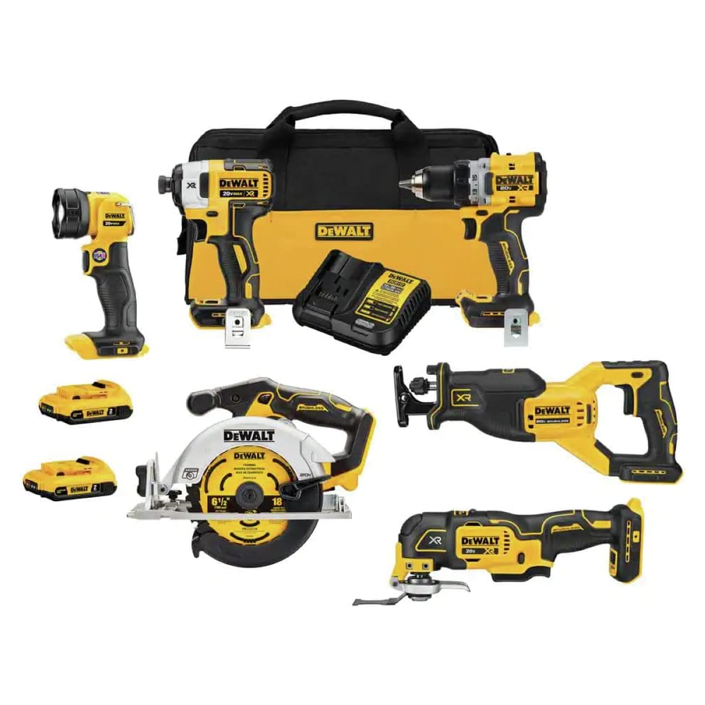 DEWALT 20V MAX* XR Cordless Combo Kit (6-Tool) with (2) Ah Batteries and Charger (DCK648D2)