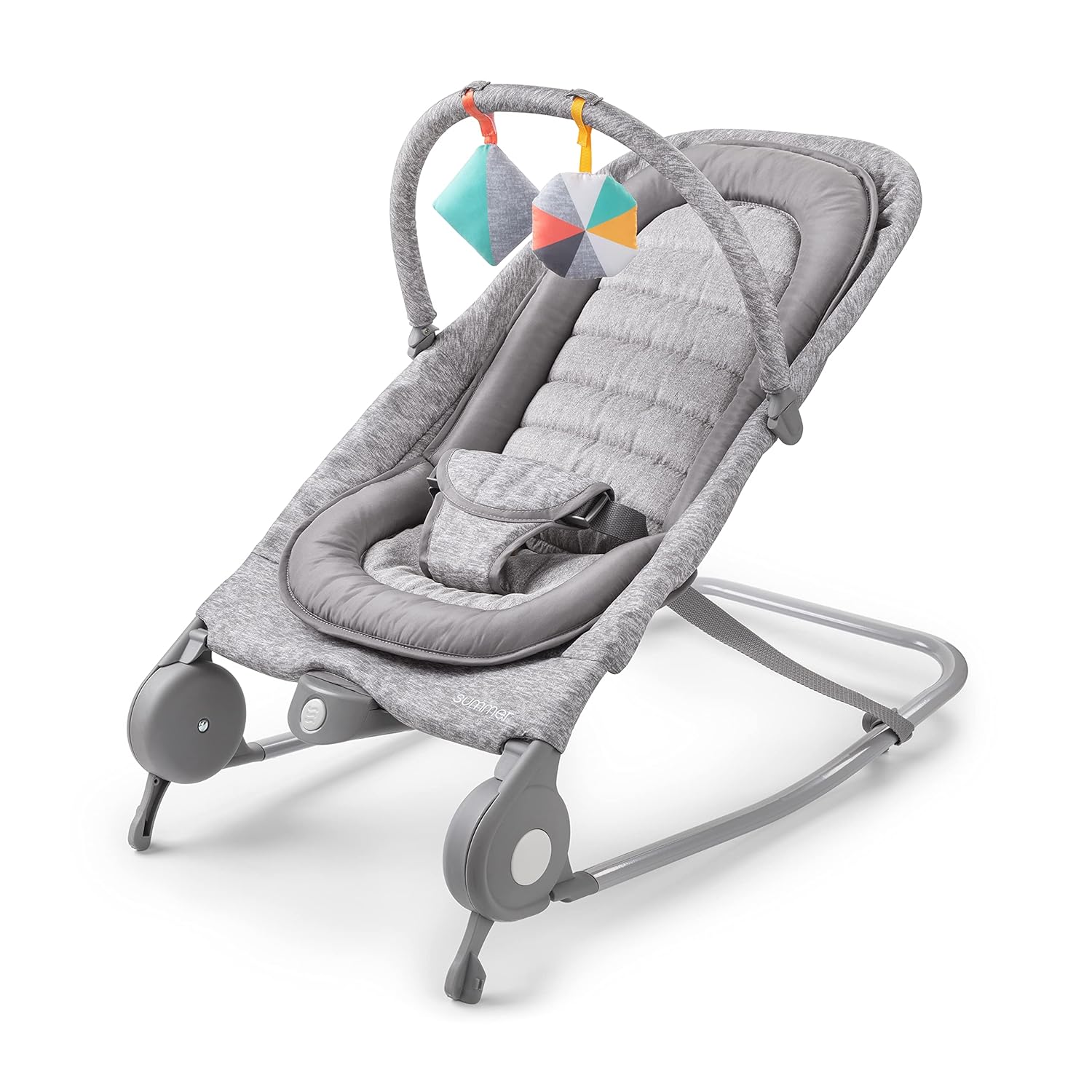 Summer Infant 2-in-1 Bouncer &amp; Rocker Duo (Light Gray Tweed) Convenient and Portable Rocker and Bouncer for Babies Includes Soft Toys and Soothing Vibrations