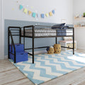 DHP Junior Twin Metal Loft Bed with Storage Steps, Multifunctional Space-Saving Solution Black with Blue Steps