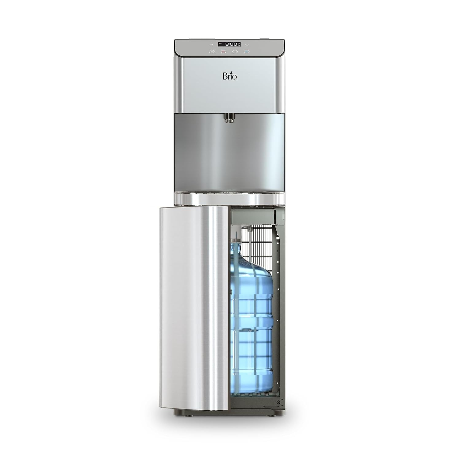 Brio Moderna Bottom Load Water Cooler Dispenser Tri-Temp, Adjustable Temperature, Self-Cleaning, Touch Dispense, Child Safety Lock, Holds 3 or 5 Gallon Bottles, Digital Display and LED Light