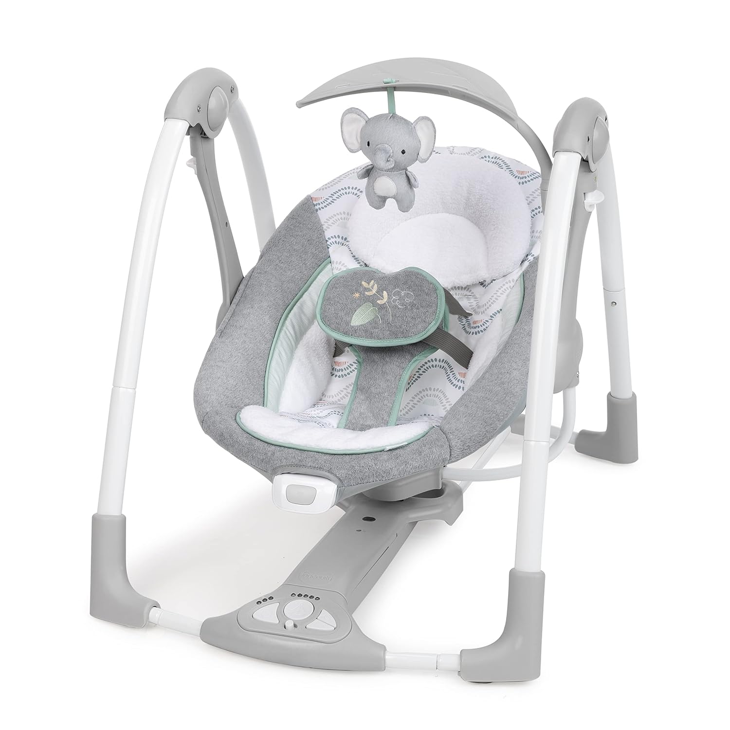 Ingenuity ConvertMe 2-in-1 Compact Portable Automatic Baby Swing &amp; Infant Seat, Battery-Saving Vibrations, Nature Sounds, 0-9 Months 6-20 lbs (Swell)