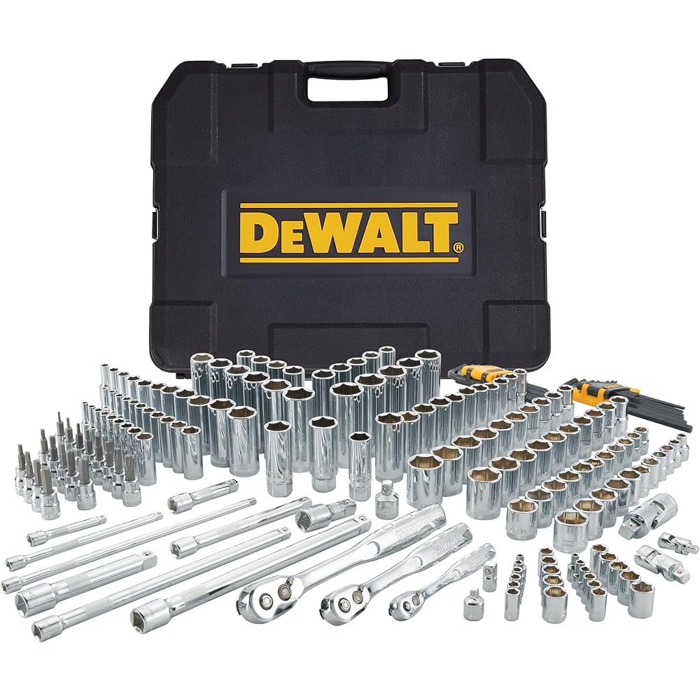 DEWALT Mechanics Tool Set, SAE and Metric, 1/2, 1/4, 3/8 Drive Sizes, 192-Piece (DWMT75049)