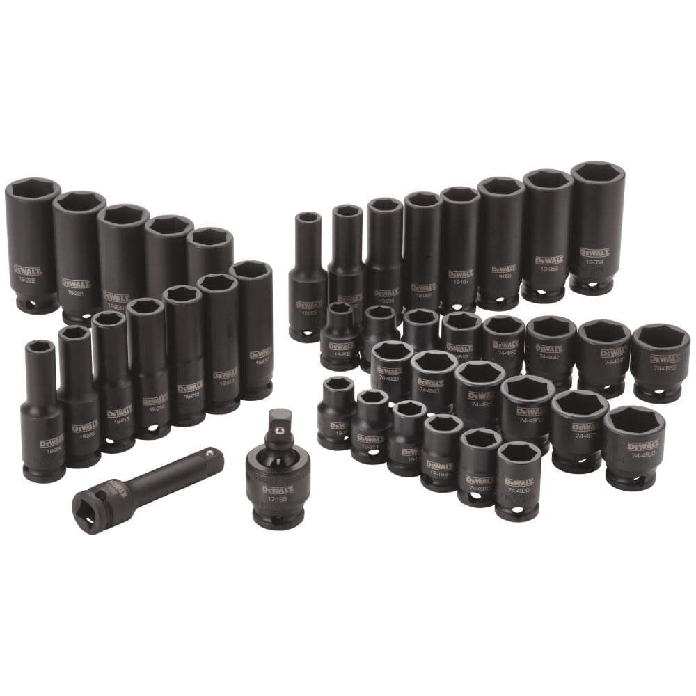 DEWALT Impact Socket Set, Combination, SAE/MM, 3/8-Inch Drive, 42-Piece (DWMT19248)