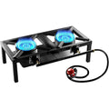 GasOne High Pressure Double Propane Burner Outdoor Cooking with Heat Shield and Guard – Propane Burner Head for Camping, Tailgating, Seafood Boil, Home Brewing Patent Pending