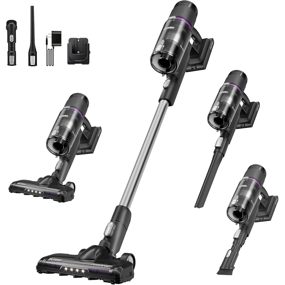 Eureka Cordless Vacuum Cleaner Lightweight, Stick Vacuum Rechargeable for Hardwood, Pet Hair, Black, ReactiClean 410
