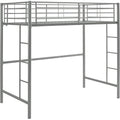 Walker Edison Silver Metal Twin over Loft Bunk Bed Twin Size Bedframe with Ladder