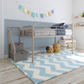 DHP Junior Twin Metal Loft Bed with Storage Steps, Multifunctional Space-Saving Solution Silver with Gray Steps