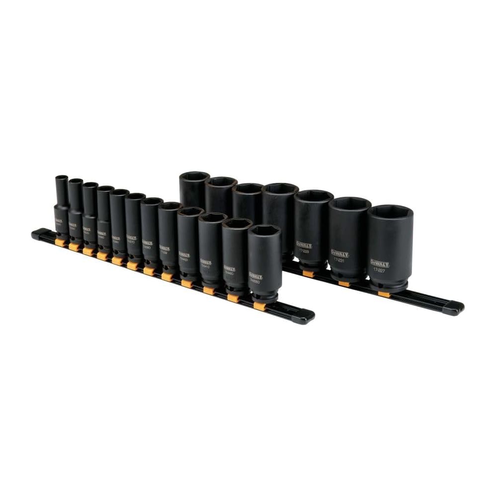 DEWALT Deep Impact Socket Set, 1/2 in Drive SAE, 6 PT, 19 Piece (DWMT19239)