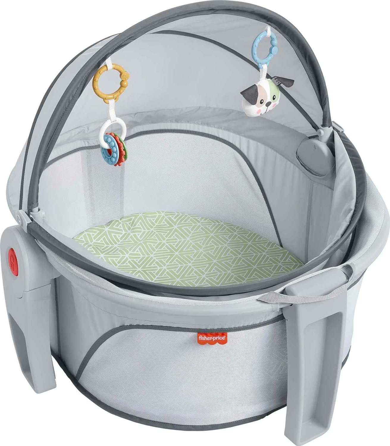 Fisher-Price Portable Bassinet On-The-Go Baby Dome, Travel Play Space with Developmental Newborn Toys &amp; Canopy, Puppy Perfection