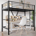 VECELO Twin Size Loft Bed with Full-Length Guardrails and Removable Ladder, Heavy-Duty Metal Frame, Space-Saving Design &amp; Noise-Free, Black