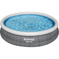 Bestway Fast Set Inflatable Pool Set (12' x 30") | Rattan Print | Round Above Ground Pool | Includes Filter Pump &amp; Repair Patch