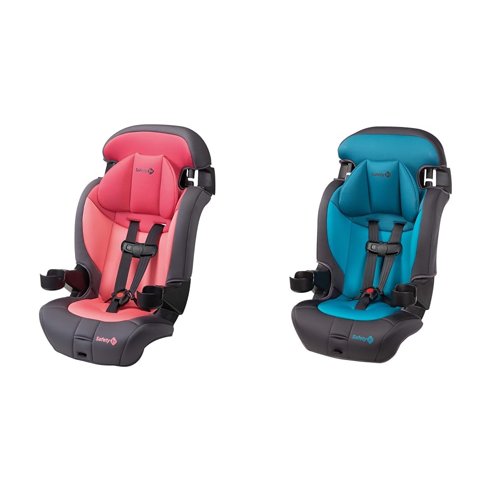 Safety 1st Grand 2-in-1 Booster Car Seat Bundle, Forward-Facing 30-65 lbs &amp; Belt-Positioning 40-120 lbs, Sunrise Coral &amp; Capri Teal