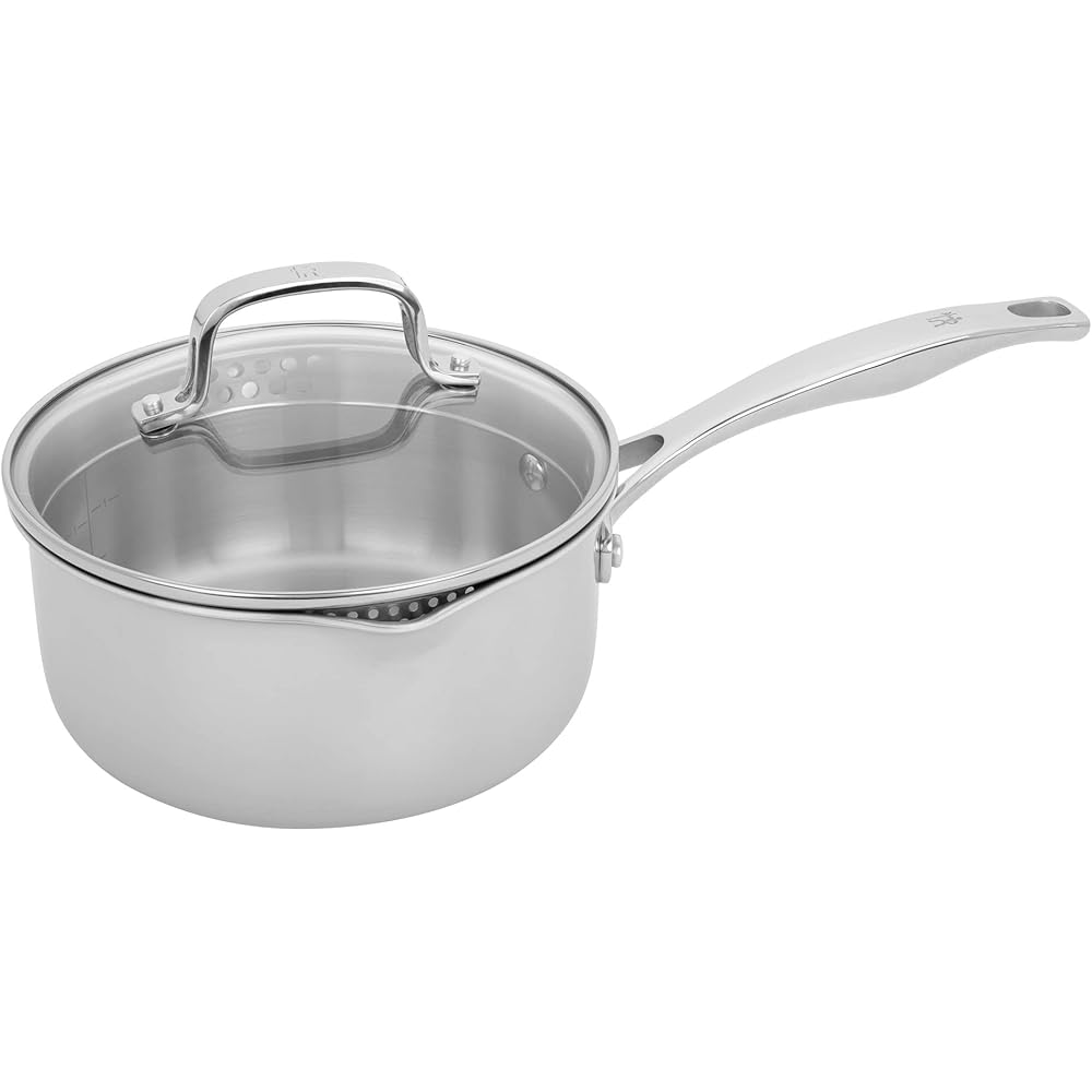 HENCKELS Clad H3 2-qt Saucepan, Induction Pan, Stainless Steel, Durable and Easy to clean