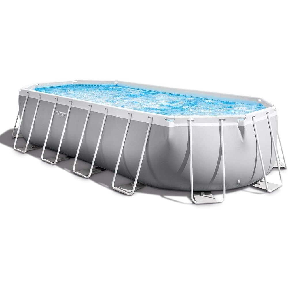 INTEX 26797EH Prism Frame Premium Oval Above Ground Swimming Pool Set20ft x 10ft x 48in – Includes 1500 GPH Cartridge Filter Pump – Removable Ladder – Pool Cover – Ground Cloth