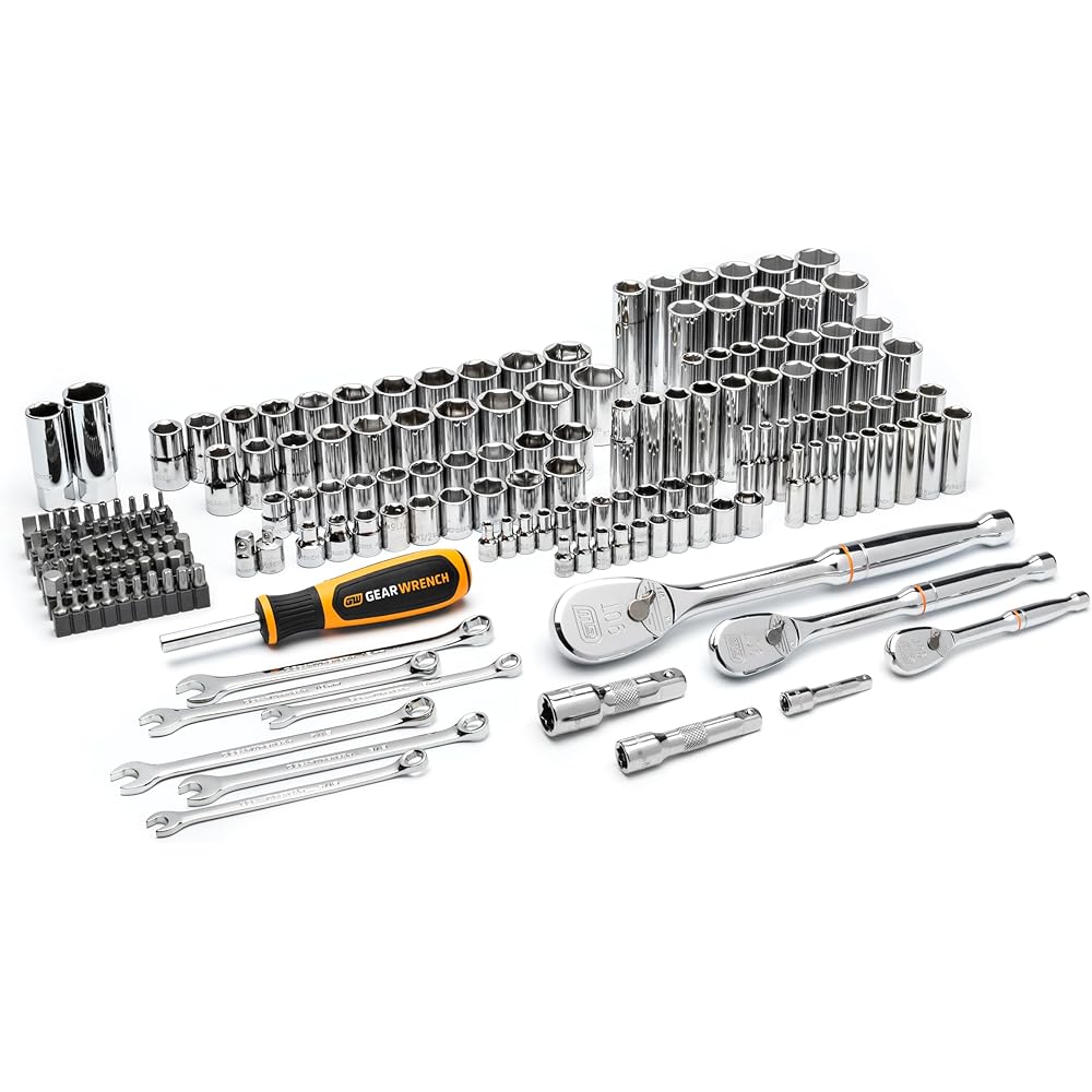 GEARWRENCH 185 Piece Mechanics Hand Tool Set 1/4", 3/8”, &amp; 1/2" Drive | 90 Tooth | SAE &amp; Metric | GW90MCBMTS