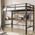 SogesSleep Loft Bed Twin Size with L-Shaped Desk, Heavy Duty Metal Twin Loft Bed with Charging Station, Safety Guard &amp; Ladder, Space-Saving, No Box Spring Needed