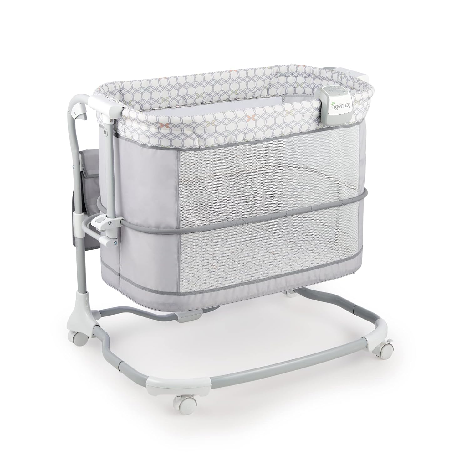 Ingenuity Dream &amp; Grow Bedside Baby Bassinet 2-Mode Crib 0-12 Months, Adjustable Height Dalton (Grey)