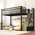 soges Twin Size Metal Loft Bed with Storage Stairs &amp; Drawers,Space-Saving Heavy-Duty Bed Frame for Teens and Junior, No Box Spring Needed, Easy Assembly, Black