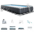 Intex 32' x 16' x 52" Ultra XTR Rectangular Outdoor Swimming Pool Set with Pump Large Above Ground Backyard Pool with Deluxe Maintenance Kit