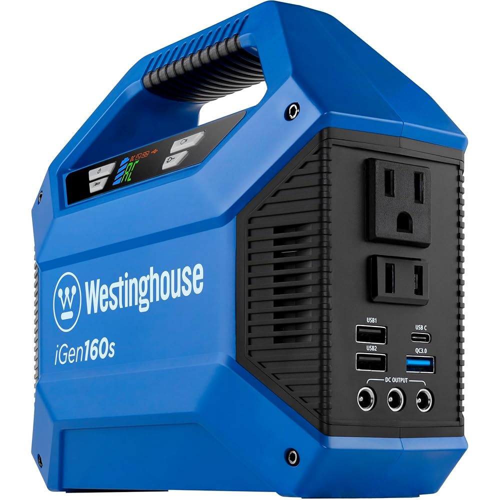 Westinghouse 155Wh 150 Peak Watt Portable Power Station &amp; Solar Generator, Modified Sine Wave AC Outlet, Backup Lithium Battery for Camping, Home, Travel, Indoor/Outdoor Use (Solar Panel Not Included)