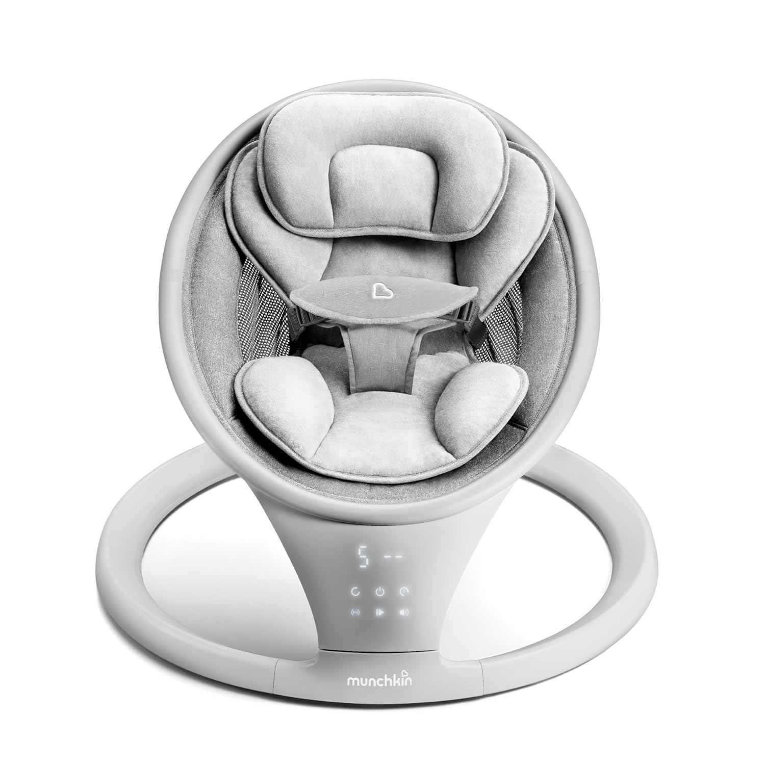 Munchkin® Vibration Baby Swing, Light Grey Bluetooth-Enabled Smart Seat with Music, Motion, and Sounds