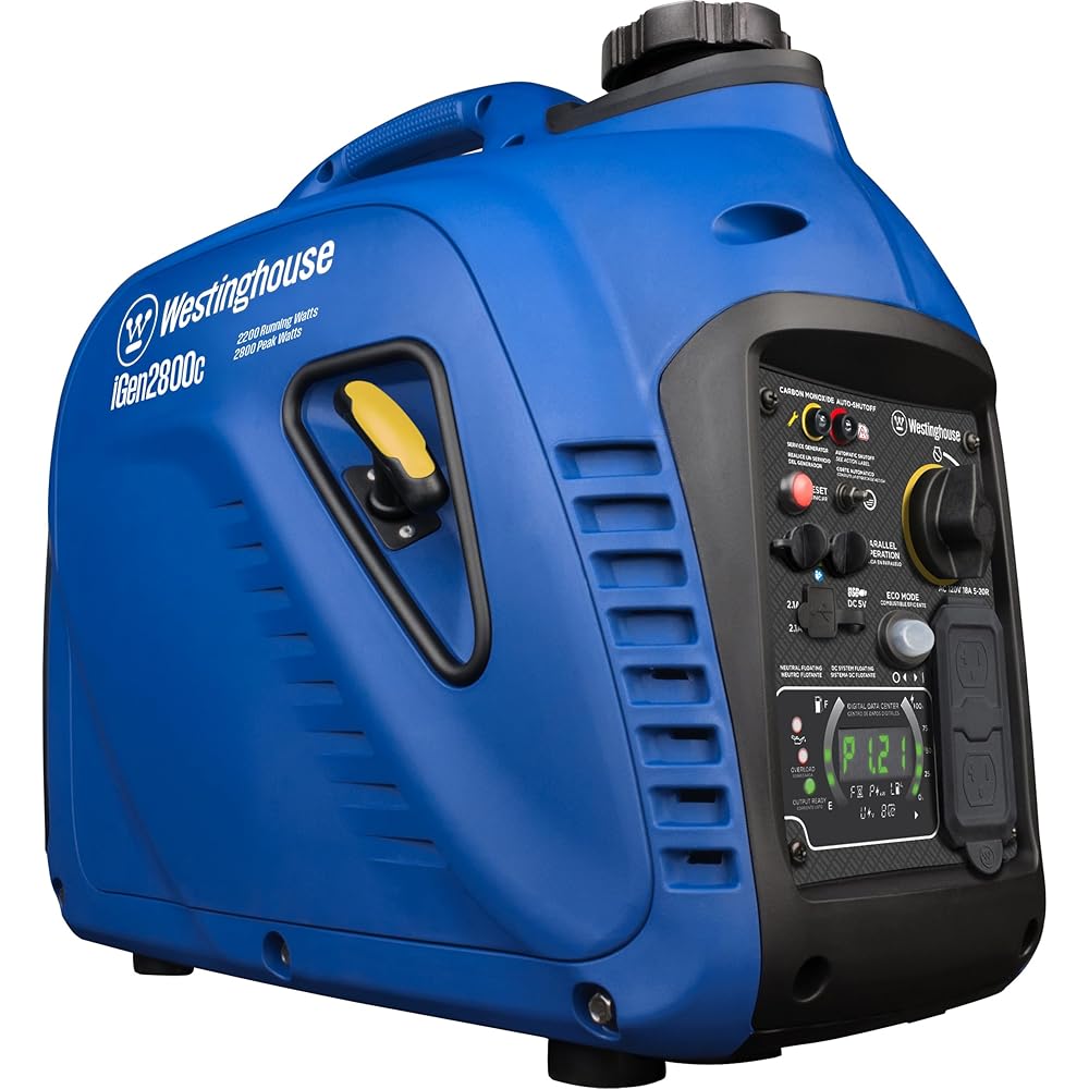 Westinghouse 2800 Peak Watt Super Quiet &amp; Lightweight Portable Inverter Generator, Gas Powered, CO Sensor, Parallel Capable, Long Run Time