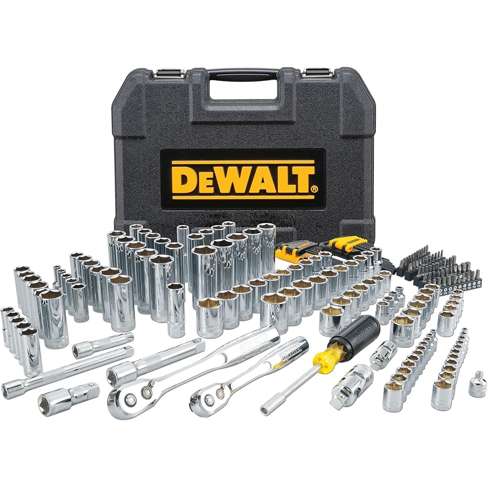 DEWALT Mechanics Tool Set, 1/4", 3/8", 1/2" Drive Tools, Sockets and Ratchets, 200 Piece (DWMT45007)