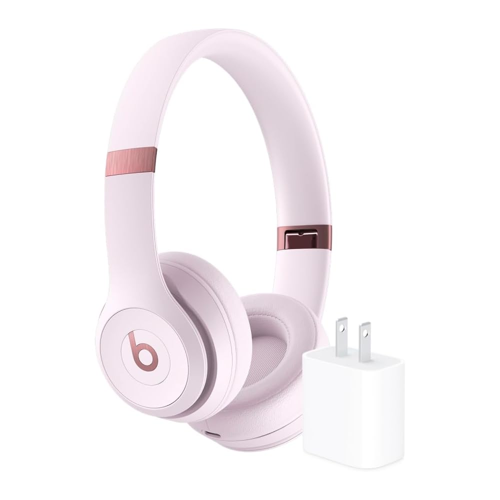 Beats Solo4 Cloud Pink + Apple 20W USB-C Power Adapter iPhone Charger with Fast Charging Capability, Type C Wall Charger