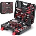 Eastvolt 218-Piece Household Tool Kit, Auto Repair Tool Set, Tool Kits for Homeowner, Plier, Screwdriver Set, Socket Kit and Toolbox Storage Case,Black + Red