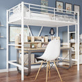 VECELO Twin Size Loft Bed with Full-Length Guardrails and Removable Ladder, Heavy-Duty Metal Frame, Space-Saving Design &amp; Noise-Free, White