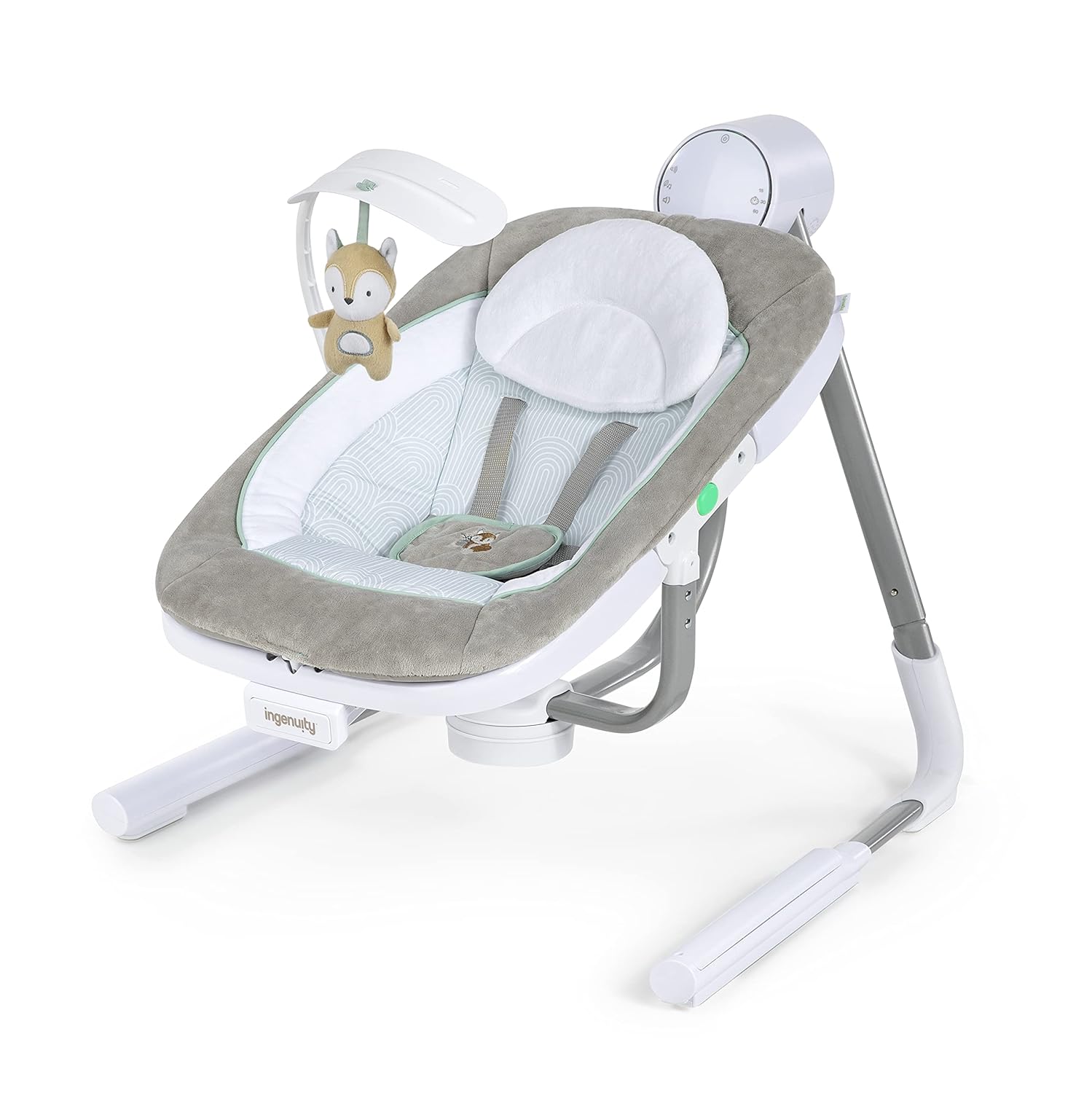 Ingenuity Anyway Sway 5-Speed Multi-Direction Portable Foldable Baby Swing &amp; Infant Seat with Vibrations, Nature Sounds, 0-9 Months 6-20 lbs (Ray)