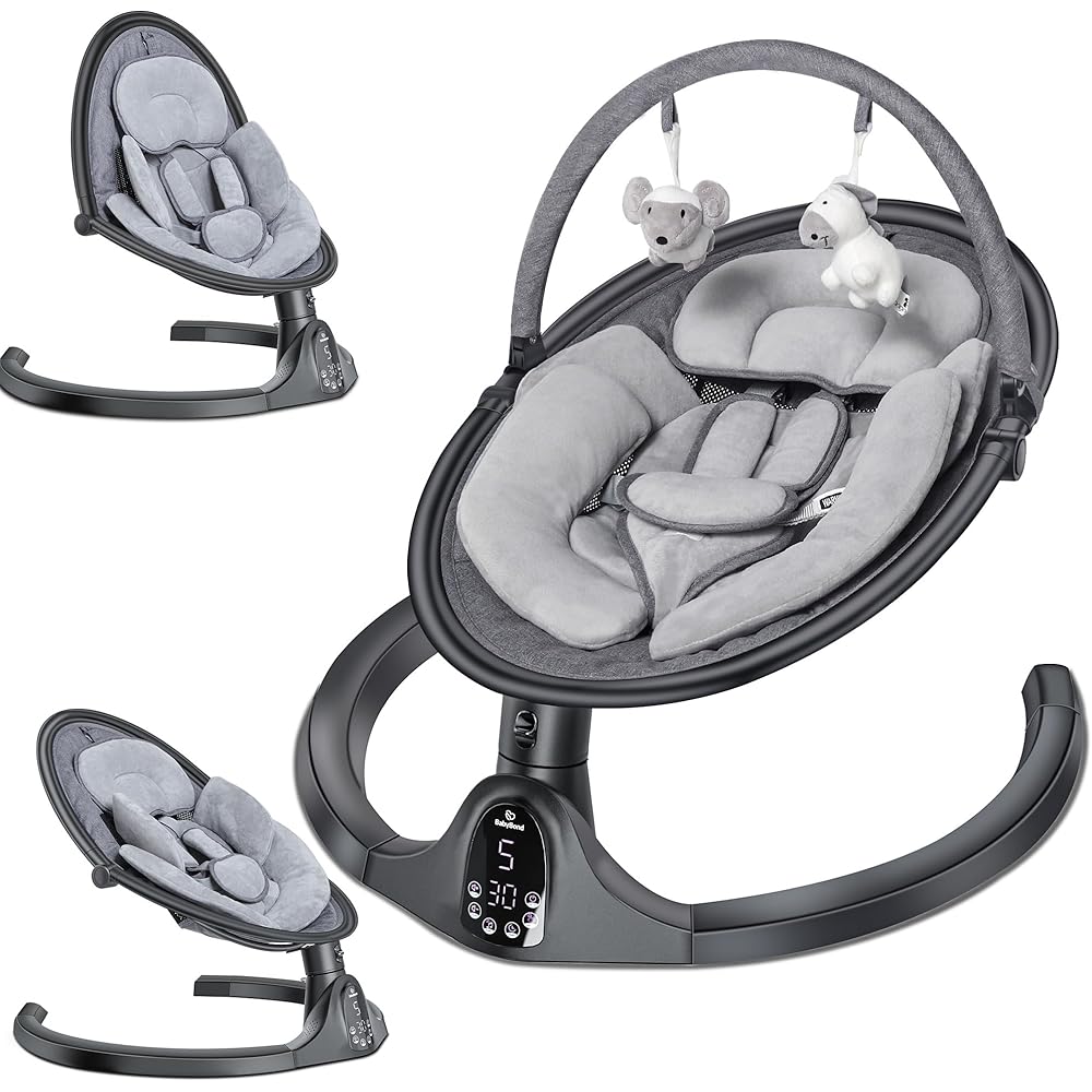 BabyBond Baby Swings for Infants to Toddler | Bluetooth Baby Swing with 3 Seat Positions | 5 Natural Sway Motion | Bluetooth Music | 5-Point Harness | Includes Remote Control