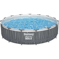 Bestway Steel Pro MAX Above Ground Swimming Pool (15' x 42") | Round Outdoor Backyard Family Pool with Color-Changing Pool Liner | Features 7-Color LED Lights