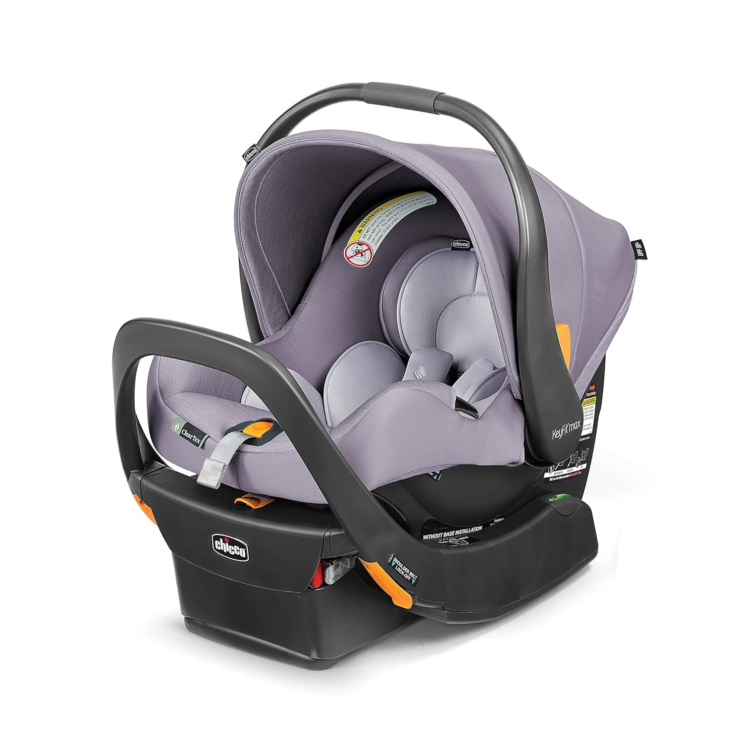 Chicco KeyFit® Max ClearTex® Infant Car Seat and Base, Rear-Facing Seat for Infants 4-30 lbs., Infant Head and Body Support, Compatible with Chicco Strollers, Baby Travel Gear | Lupine/Purple