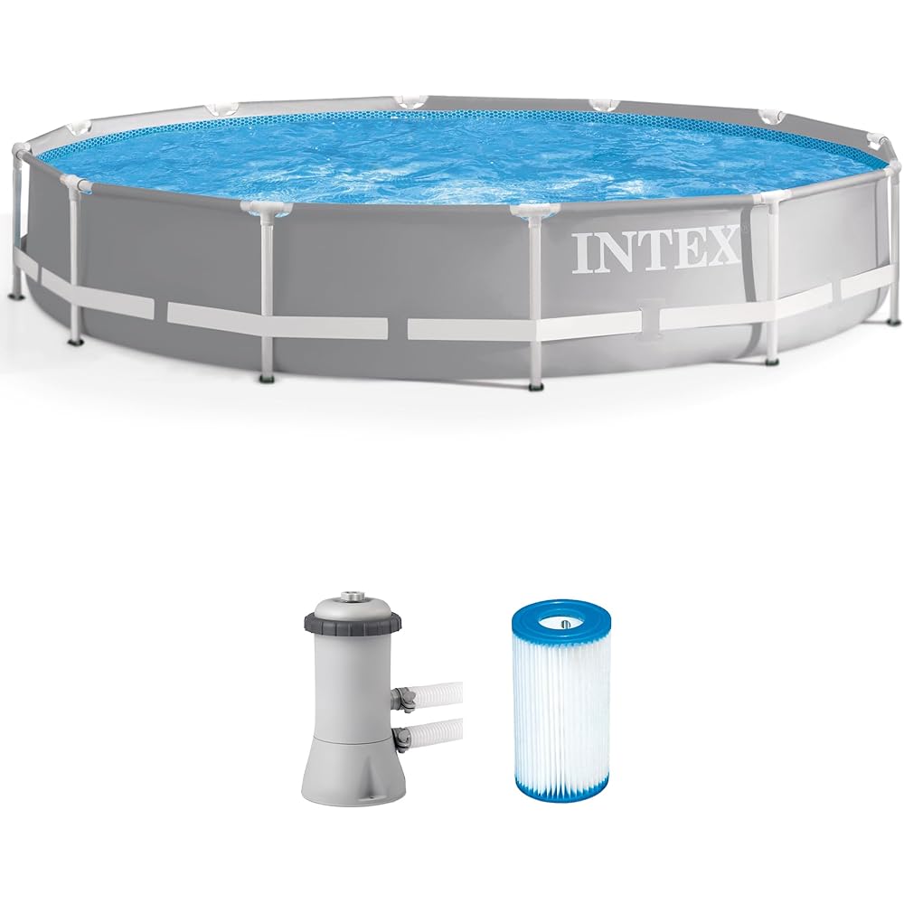 Intex 26711EH Prism Frame Premium Above Ground Swimming Pool Set12ft x 30in – Includes 530 GPH Cartridge Filter Pump – SuperTough Puncture Resistant – Rust Resistant – 1718 Gallon Capacity
