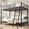 SogesSleep Bunk Bed Twin Over Twin, Heavy Duty Metal Bunk Bed Frame with Angled Ladder for Teens and Adults, for Spaces-Saving, Smooth Rounded Edges, Noise Free &amp; Easy Assembly, Black