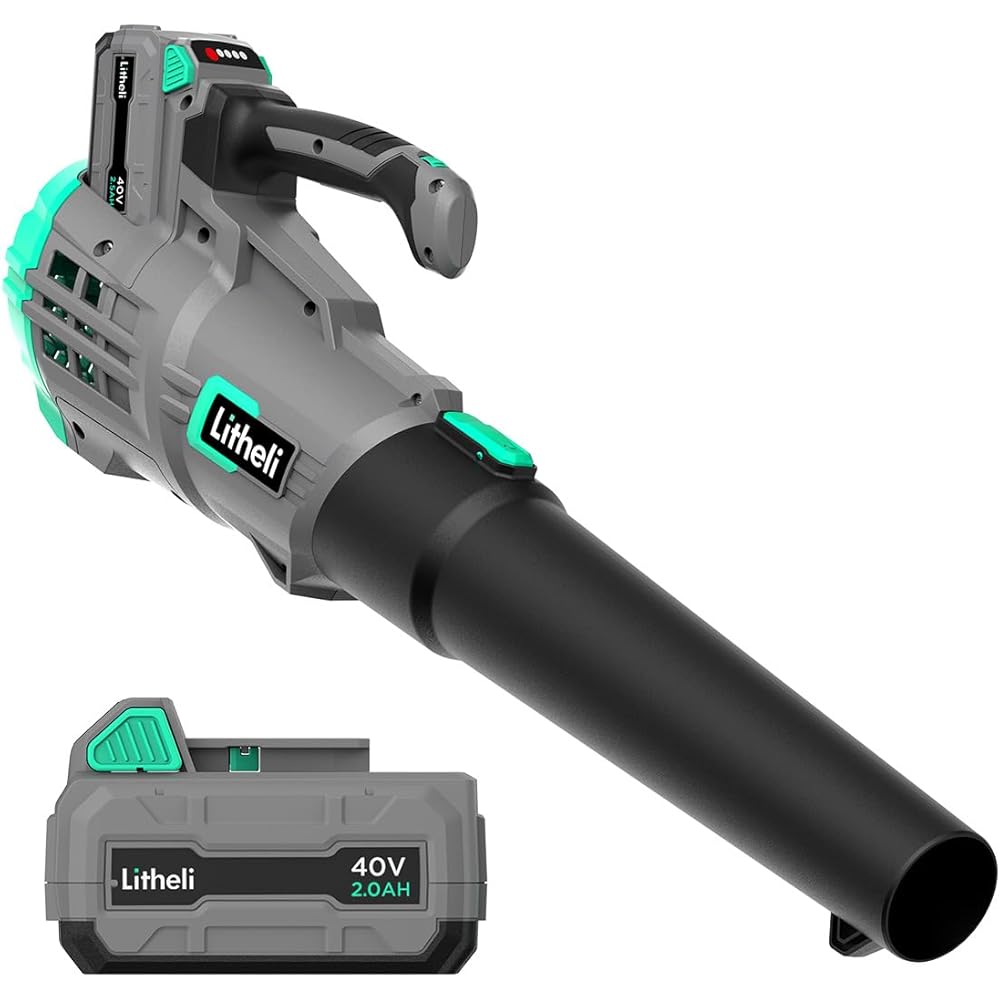 Litheli Cordless Leaf Blower 40V, Battery Leaf Blowers for Lawn Care, Lightweight Axial Blower for Blowing Leaf, Dust, Debris, with 2.0Ah Battery Included